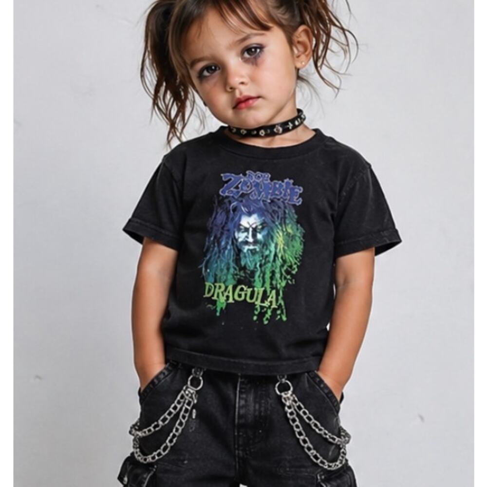 Kids Rob Zombie Dragula graphic rock band T-Shirt gothic punk grunge toddler 4